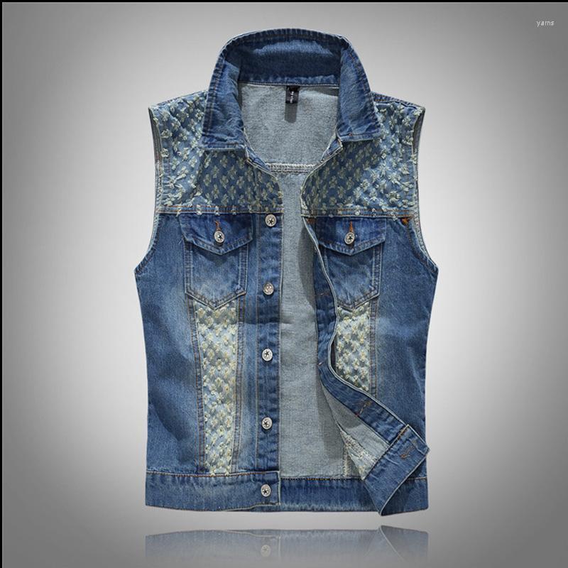 Nice Men Denim Jeans Vest Coat Ripped Tassel Pocket Sleeveless Jacket Spring Man Streetwear Cowboy Waistcoat Broken Hole Jackets Men's Vests, Check size 612
Nice Men Denim Jeans Vest Coat Ripped Tassel Pocket Sleeveless Jacket Spring Man Streetwear Cowboy Waistcoat Broken Hole Jackets Men's Vests, Check size 612