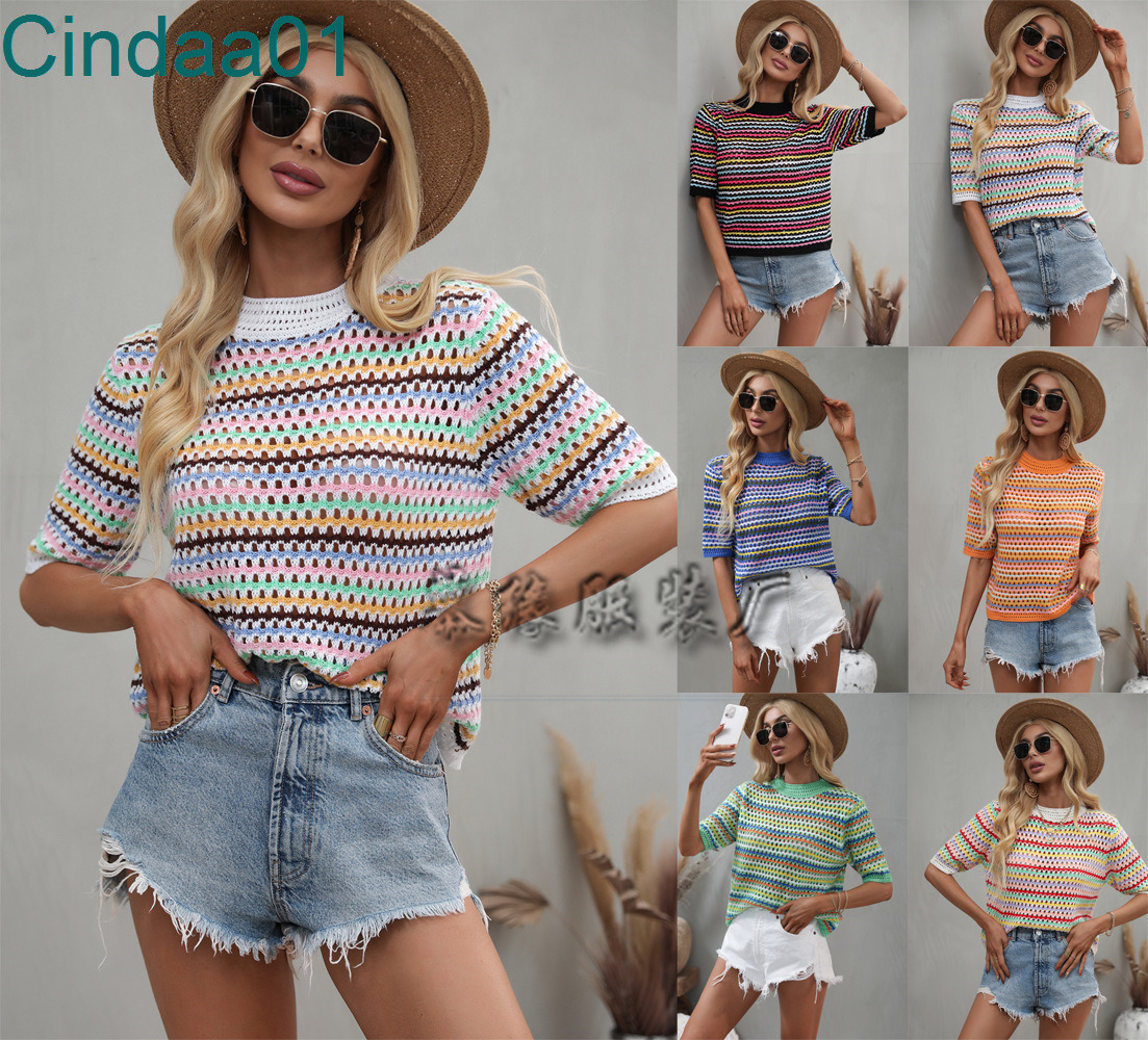 2022 Summer New Stitching Hollow Out Sweater Fashion Round Neck Striped Shirts Loose Tops For Women -XL, Orange
2022 Summer New Stitching Hollow Out Sweater Fashion Round Neck Striped Shirts Loose Tops For Women -XL, Orange