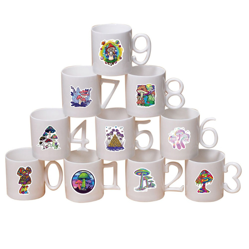 50Pcs/Lot Psychedelic Aesthetics Mushroom Stickers Decal Car Guitar Motorcycle Luggage Suitcase Cartoon Graffiti Sticker