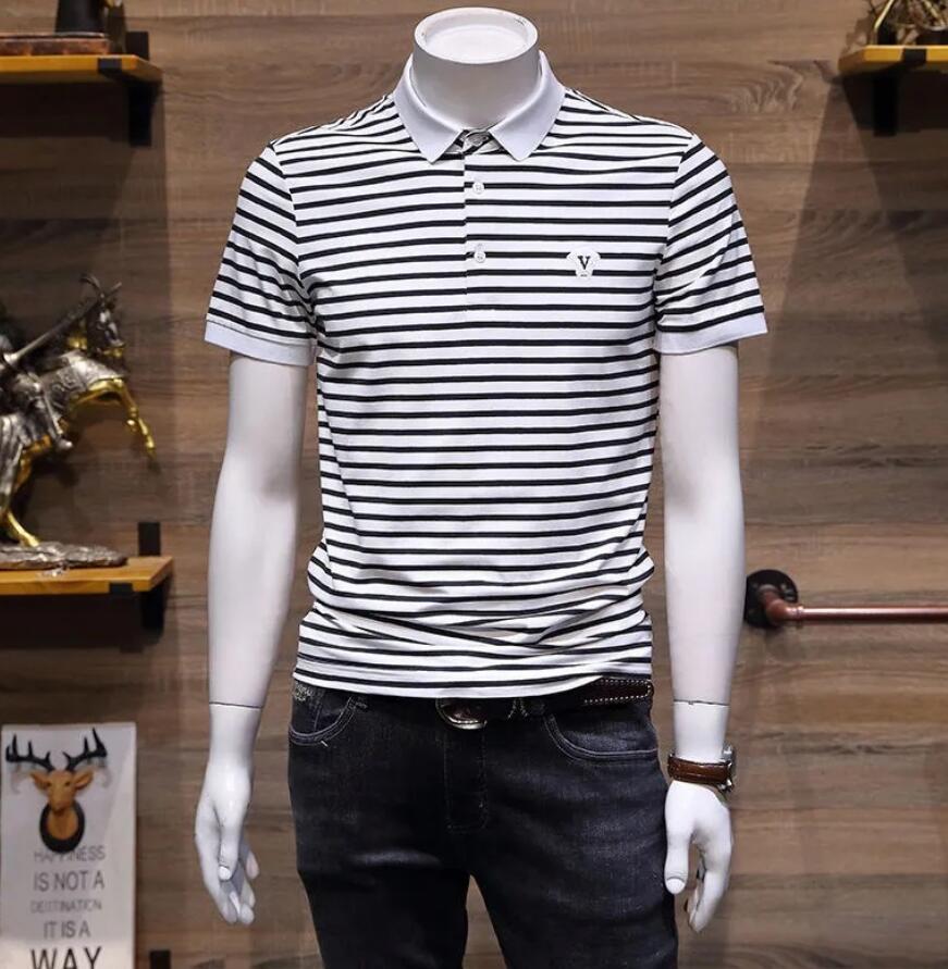 2022 Summer Short Sleeve Men's Lapel Striped Casual Polo Shirt Men's Slim Korean Fashion Trend T-Shirt, W1
2022 Summer Short Sleeve Men's Lapel Striped Casual Polo Shirt Men's Slim Korean Fashion Trend T-Shirt, W1