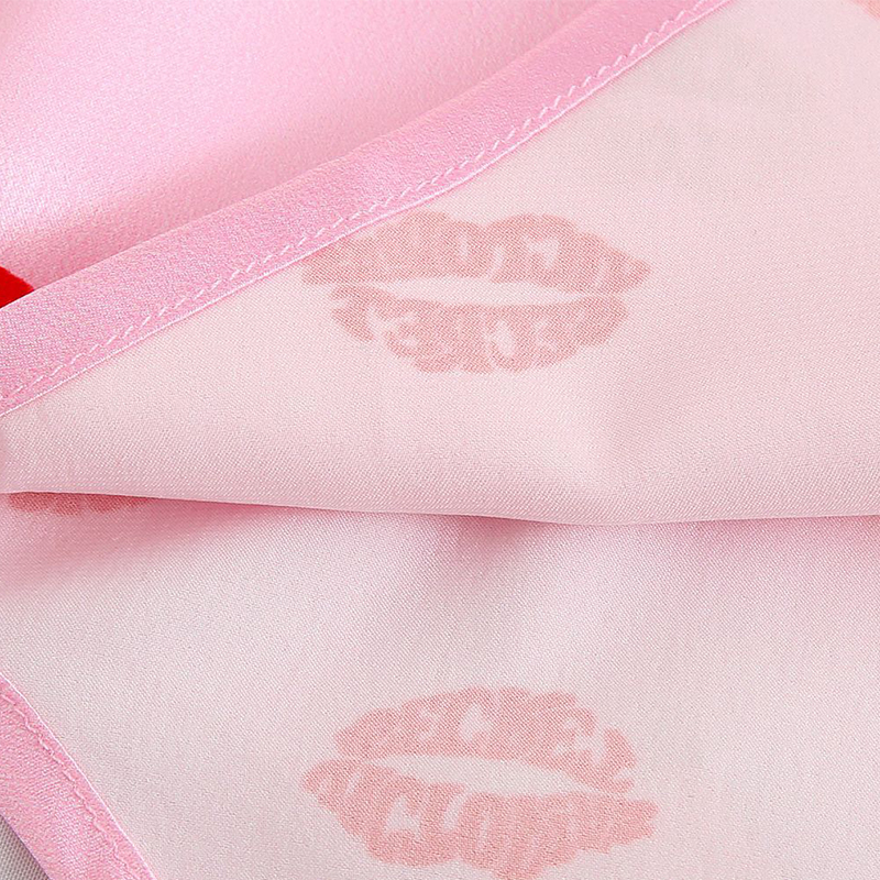 Fashion Summer Pijamas Women Set 2 Pieces Short Pajamas for Girls Pink Lips Print Sleepwear Lounge Wear Satin Silk Pjs Home 220329