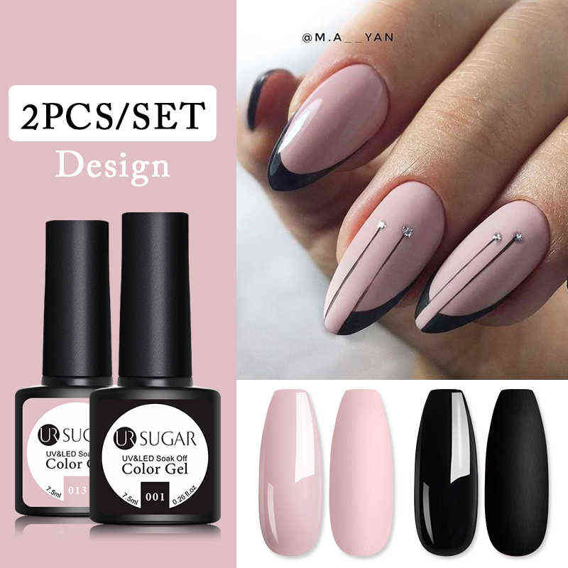 NXY Nail Gel Matte French Style Polsih 2pcs Set Hybrid Semi Permanent Uv Led Base Top Coat Art Manicure 0328
