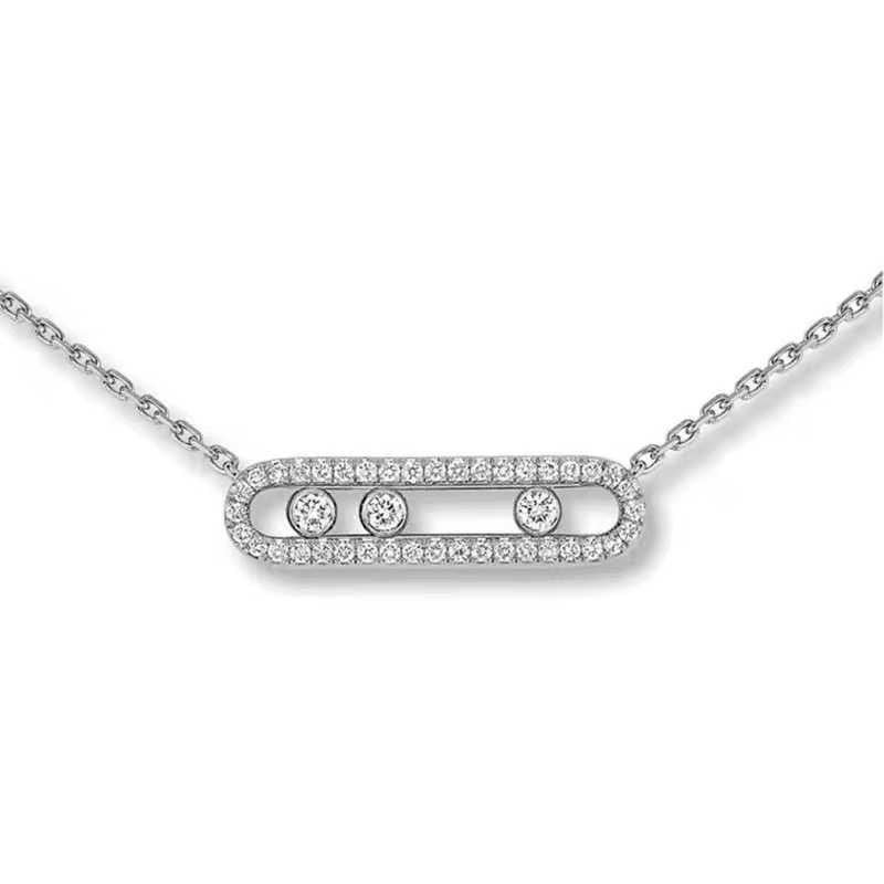 Rakol Women's Crystal Bead Pendant Necklace, Arabic Style, Rose Gold, Oval Necklace with 3 Dots, Small Wedding Gift