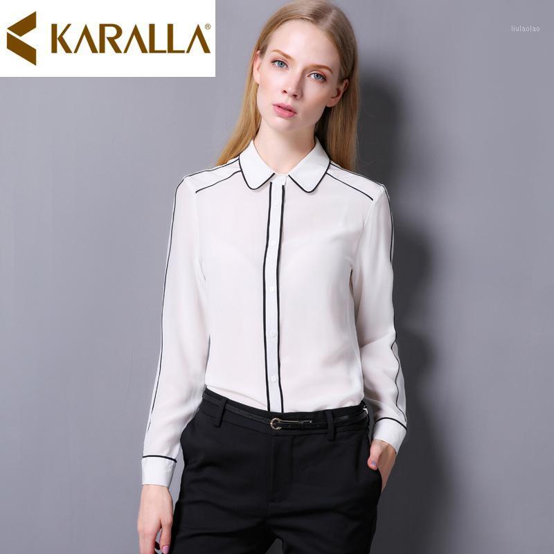Women' Blouses & Shirts Silk Blouse 2022 Products High-end Cardigan Shirt Elegant Office Lady Patchwork Single Breasted C1023, Black
Women' Blouses & Shirts Silk Blouse 2022 Products High-end Cardigan Shirt Elegant Office Lady Patchwork Single Breasted C1023, Black