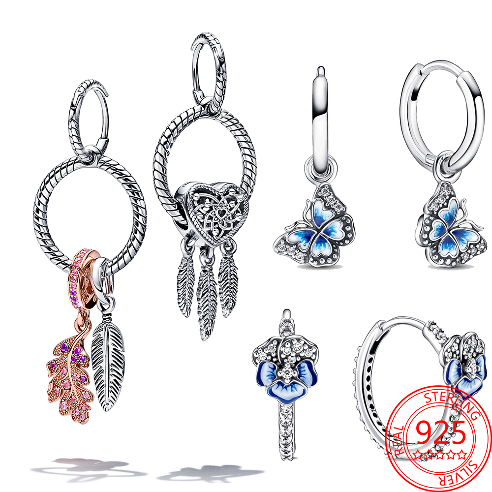 charm new 925 Sterling Silver stud rose gold Diamond hoop earring pendant women wedding jewelry gift fashion accessorie 1