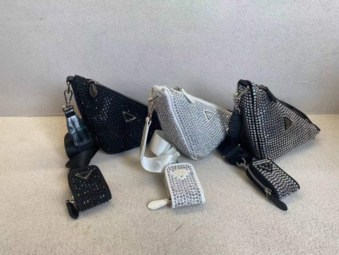 Full Rhinestones Womens Leather Shoulde Bags Diagonal Crossbody P Bag Luxury Designer Silver Metal Triangle Handbags For Women With Coin Purse Card Holder 27*15cm, White
Full Rhinestones Womens Leather Shoulde Bags Diagonal Crossbody P Bag Luxury Designer Silver Metal Triangle Handbags For Women With Coin Purse Card Holder 27*15cm, White