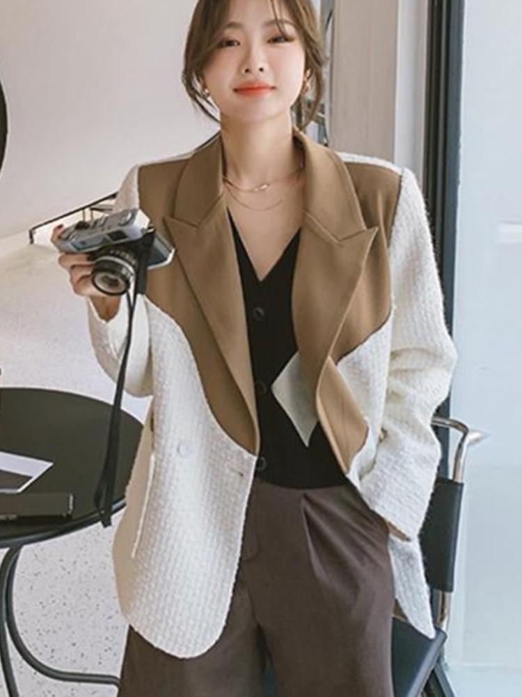 Women's Suits & Blazers Herstory Temperament Female Turn-down Collar Contrast Color Spliced Single Breasted Pocket Blazer 2022 Spring Women, White
Women's Suits & Blazers Herstory Temperament Female Turn-down Collar Contrast Color Spliced Single Breasted Pocket Blazer 2022 Spring Women, White