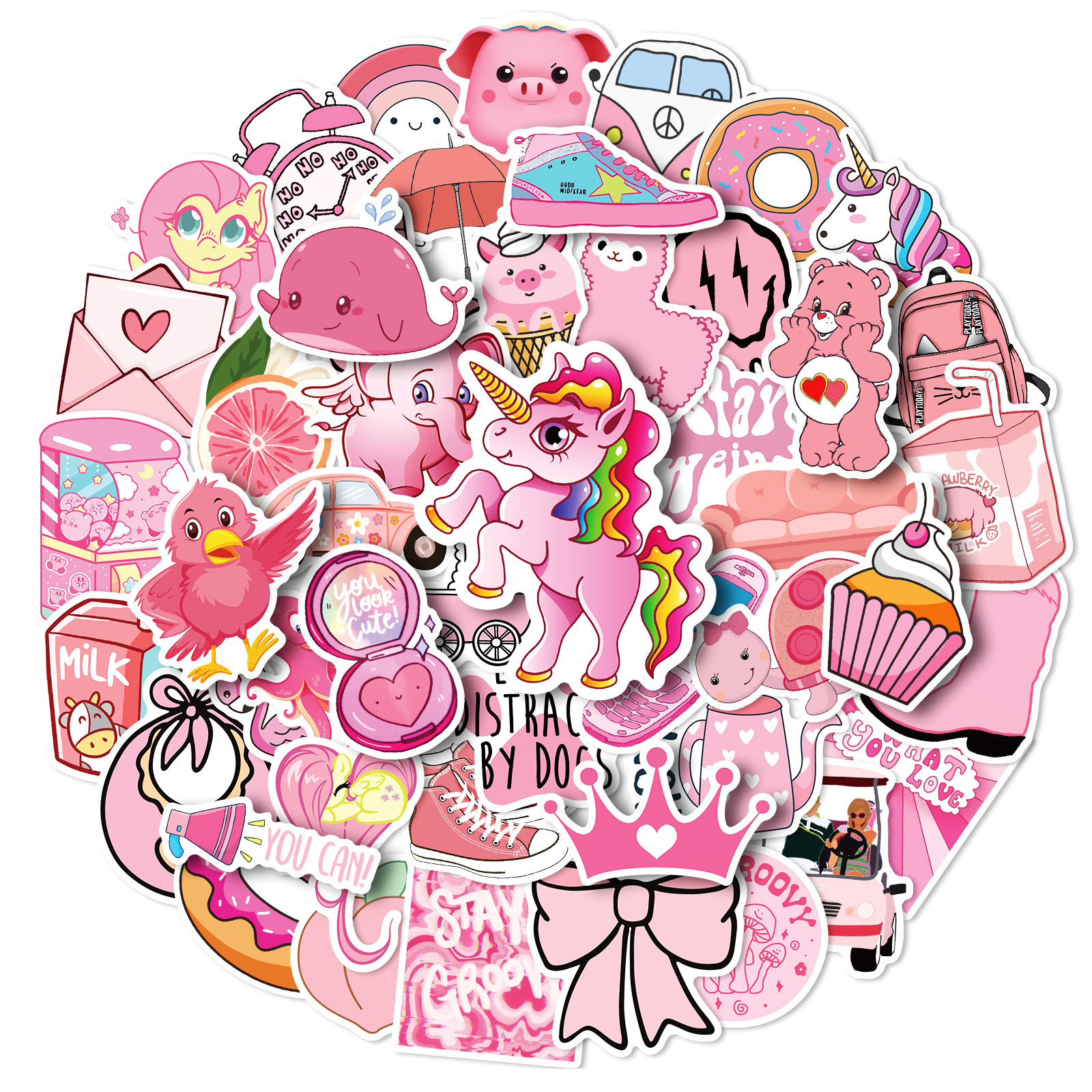 Pack of 50Pcs Cartoon Pink Stickers for Girls Gifts No-Duplicate Waterproof Vinly Sticker for Luggage Skateboard Notebook Helmet Water Bottle Car decals, Multi-color
Pack of 50Pcs Cartoon Pink Stickers for Girls Gifts No-Duplicate Waterproof Vinly Sticker for Luggage Skateboard Notebook Helmet Water Bottle Car decals, Multi-color