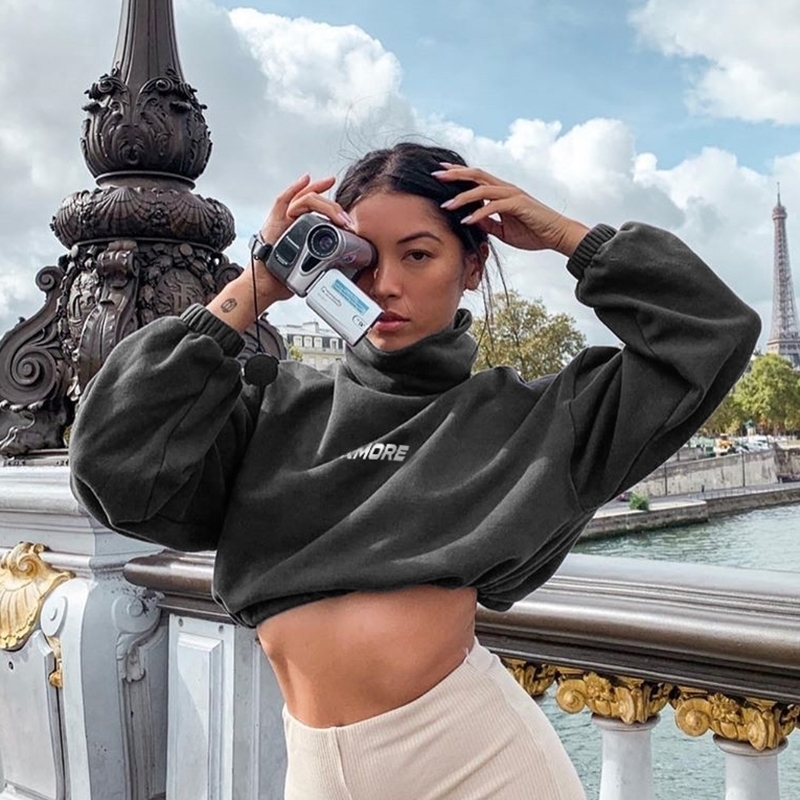 Rapwriter Fashion Harajuku Cotton Turtleneck Sweatshirt Women Autumn Loose Long Sleeve Fitted Waist Crop Top Pullovers 201203, Black sweatshirts
Rapwriter Fashion Harajuku Cotton Turtleneck Sweatshirt Women Autumn Loose Long Sleeve Fitted Waist Crop Top Pullovers 201203, Black sweatshirts