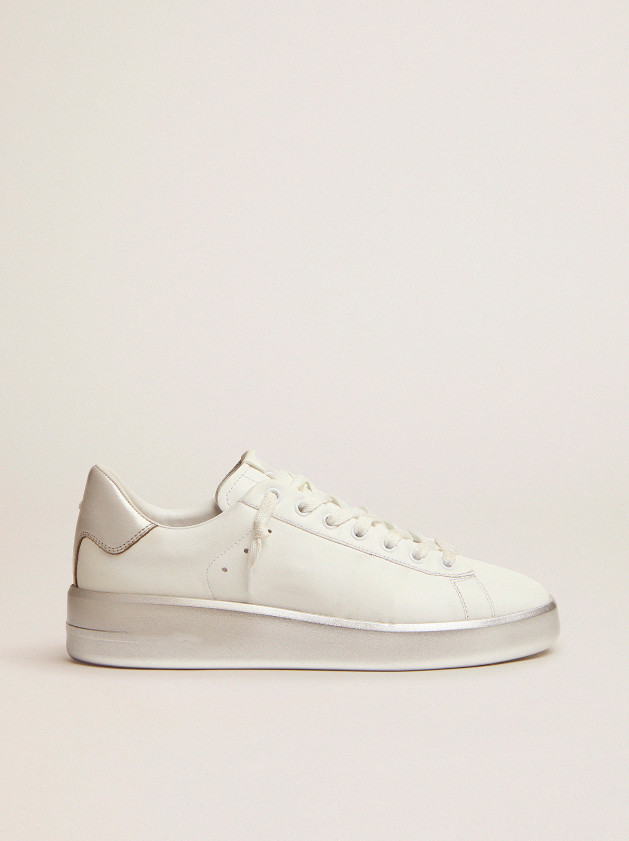 Shoe Sole Dirty Designer Luxurious Italian Vintage Handmade Purestar White Leather Sneakers with Silver Laminated Heel and Fox Leather, High quality laces
Shoe Sole Dirty Designer Luxurious Italian Vintage Handmade Purestar White Leather Sneakers with Silver Laminated Heel and Fox Leather, High quality laces