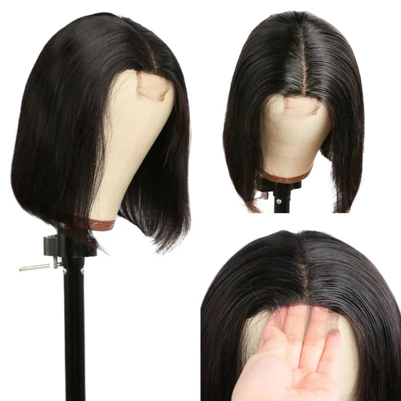 Yirubeauty Indian Virgin Raw Hair 13X4 Bob Wigs Silky Straight 150% Density Natural Color 10-16Inch 2*6