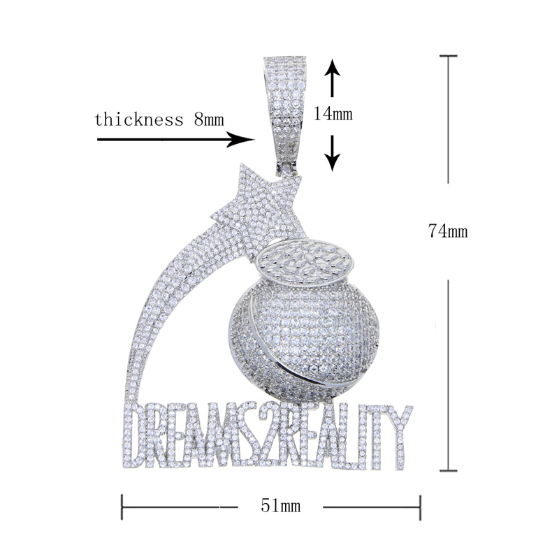 New Arrived Punk Rock Letter meteor ball Pendant with Rope Chain Necklace for Women Men Hip Hop Necklaces Jewelry Drop Ship