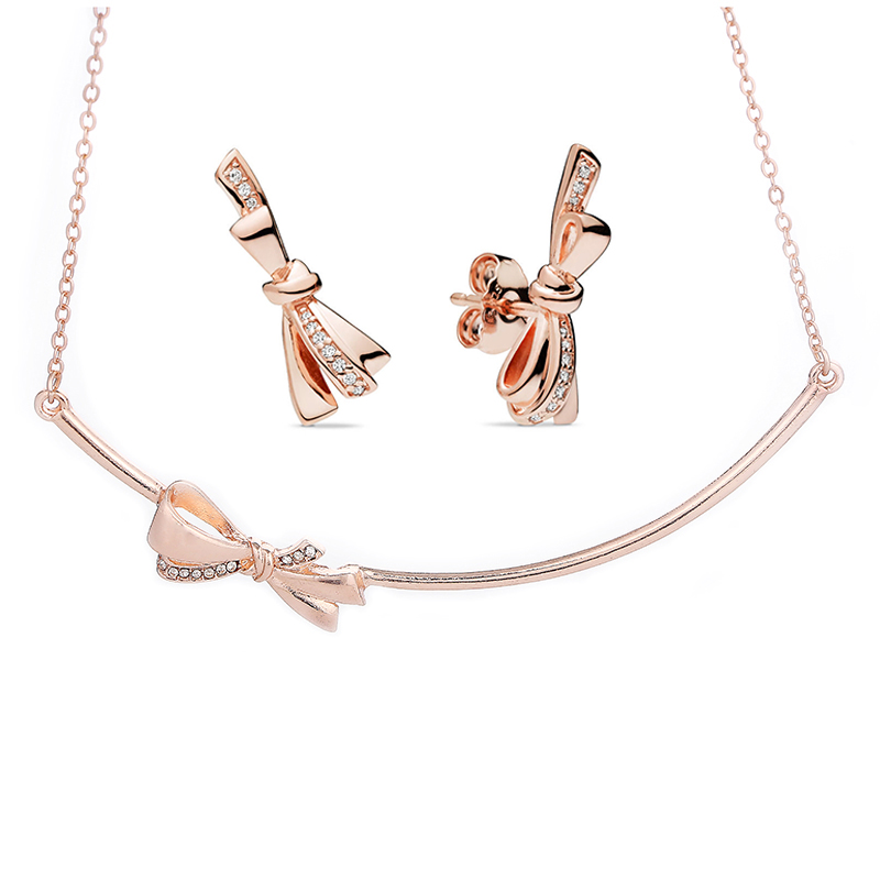New High Quality Popular 925 Sterling Silver Cheap Exquisite Necklace Earrings Jewelry Set Women Silver Animal Wedding Party Fashion Accessories