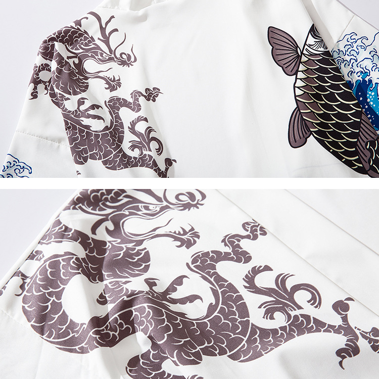 Summer Men Casual Shirts Japan Kimono Cardigan Open Front Coat