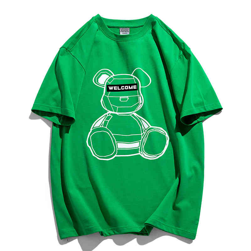 2022 summer new heavy industry bear print green fashion short sleeve t-shirt men's ruffian handsome loose T-shirt
2022 summer new heavy industry bear print green fashion short sleeve t-shirt men's ruffian handsome loose T-shirt