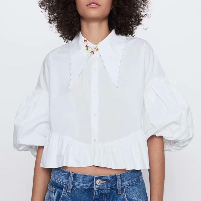 Women Casual Puff Sleeve Cotton White Blouse Turn Down Collar Loose Summer Crop Top Shirts Preppy Style Tops Women's Blouses &
Women Casual Puff Sleeve Cotton White Blouse Turn Down Collar Loose Summer Crop Top Shirts Preppy Style Tops Women's Blouses &