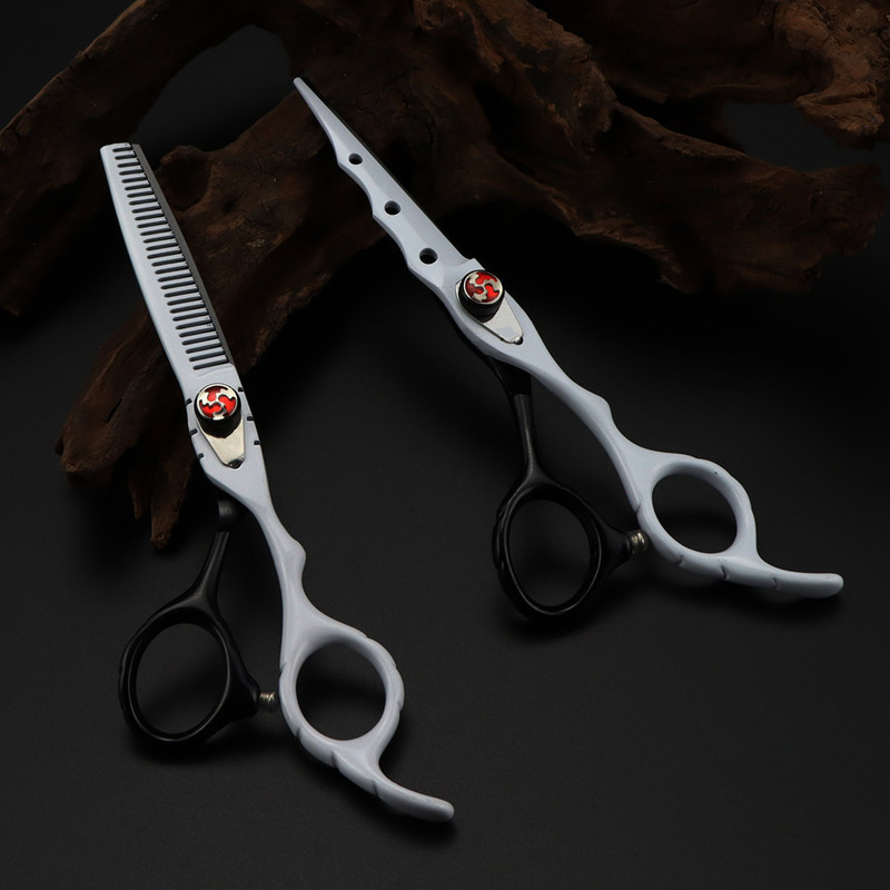 Professional Japan steel 6 '' 7 colors Flame gem hair scissors set cutting barber haircut thinning shears hairdressing 220317