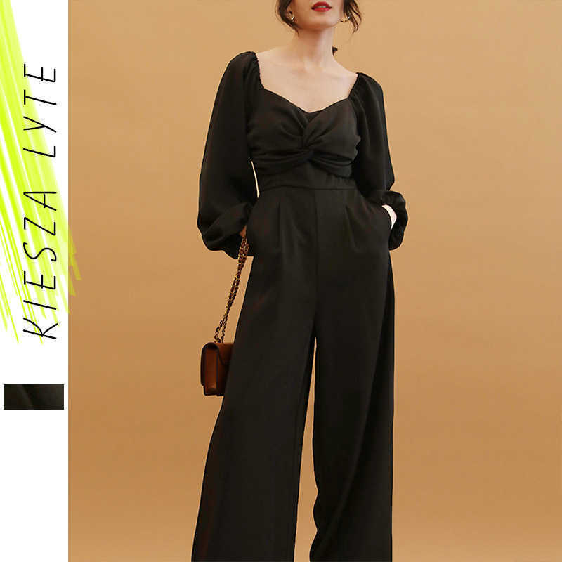 Woman Long Sleeves Jumpsuits Spring Wide Leg Pants Front Twist Fold Pocket Casual Rompers Playsuits 210608, Black
Woman Long Sleeves Jumpsuits Spring Wide Leg Pants Front Twist Fold Pocket Casual Rompers Playsuits 210608, Black