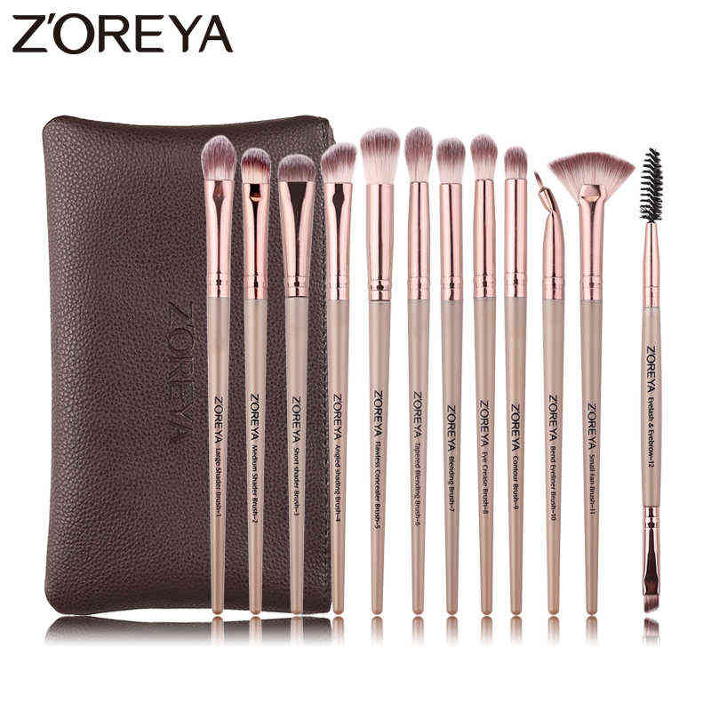 NXY Makeup Brushes 12pcs Professional Black Color Eye Shadow Make Up Brush Set Blending Eyeliner Brow Small Fan Cosmetic Tool 0406