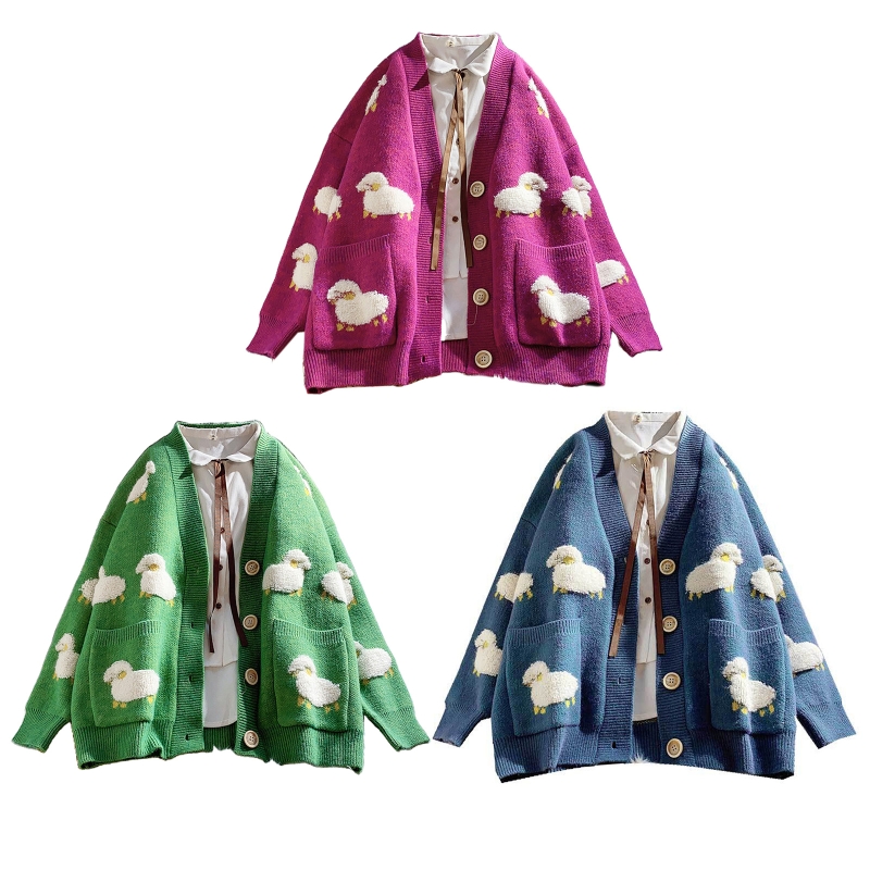 null Women Autumn Long Sleeve Knitted Cardigan Cute Cartoon Sheep Print Single Breasted Sweater Coat Oversized Loose V-Neck, 6ee203118-gn
null Women Autumn Long Sleeve Knitted Cardigan Cute Cartoon Sheep Print Single Breasted Sweater Coat Oversized Loose V-Neck, 6ee203118-gn
