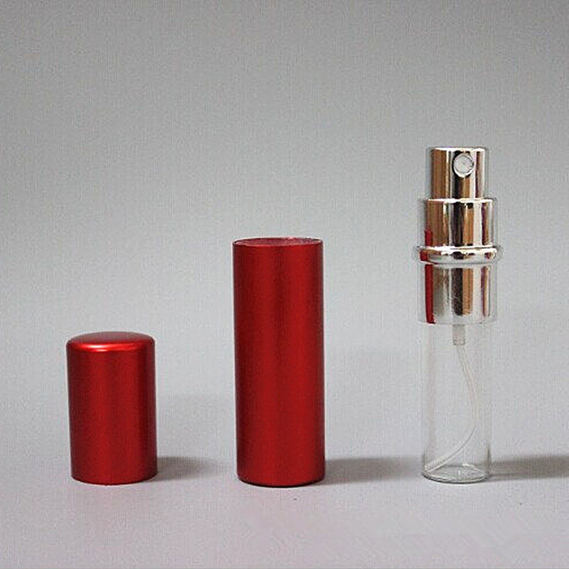100pcs/Lot Pump Empty Perfume Bottle 5ml Aluminum Glass Anodized Compact Parfum Atomiser Fragrance Mini Spray Scent-bottle 220711