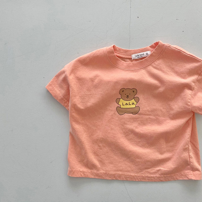 MILANCEL Summer Baby Suit Cute Bear Tees and Solid Loose Shorts Gitls 2Pcs Korean Casul Infant Sets Cotton Toddler Clothes 220507