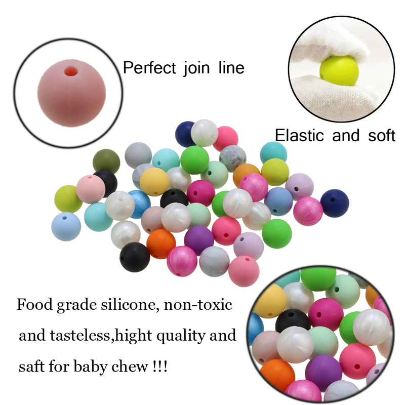 100pc 15mm Loose Silicone Beads for Teething Necklace baby Beads For chew Teether BPA free Loose Beads teether 220507
