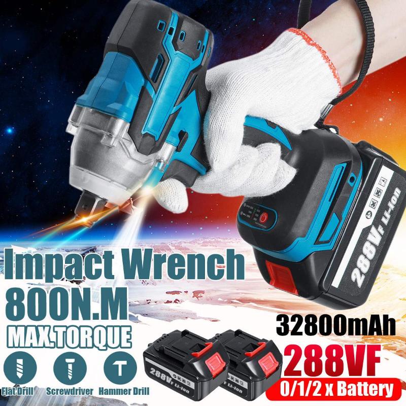 Electric Wrenches 288VF Impact Wrench Brushless 800 N.M 7200rpm 1/2 Battery Li-ion Drill Installation Power Tools 110-240V
Electric Wrenches 288VF Impact Wrench Brushless 800 N.M 7200rpm 1/2 Battery Li-ion Drill Installation Power Tools 110-240V