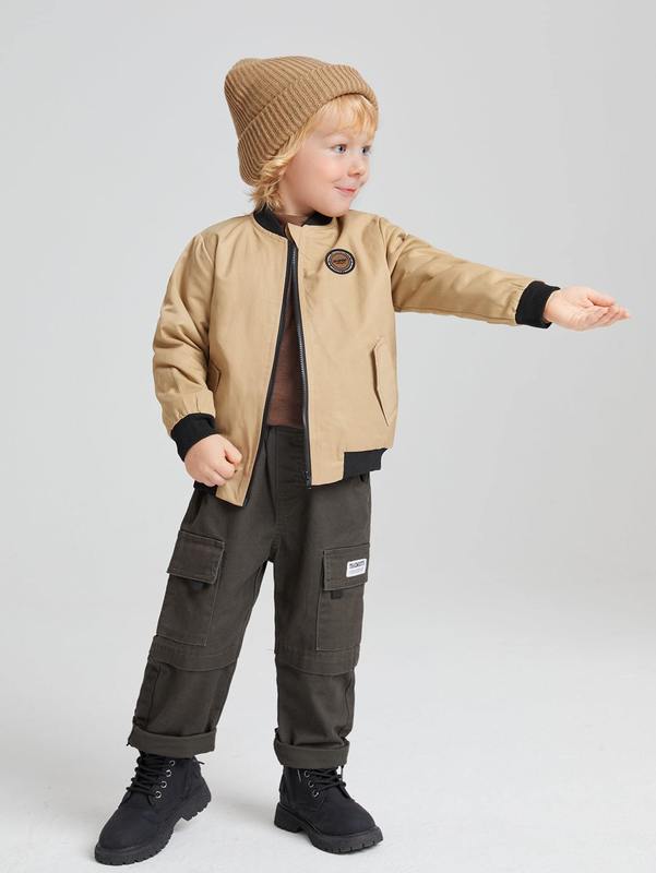 Toddler Boys Letter Patched Bomber Jacket SHE
