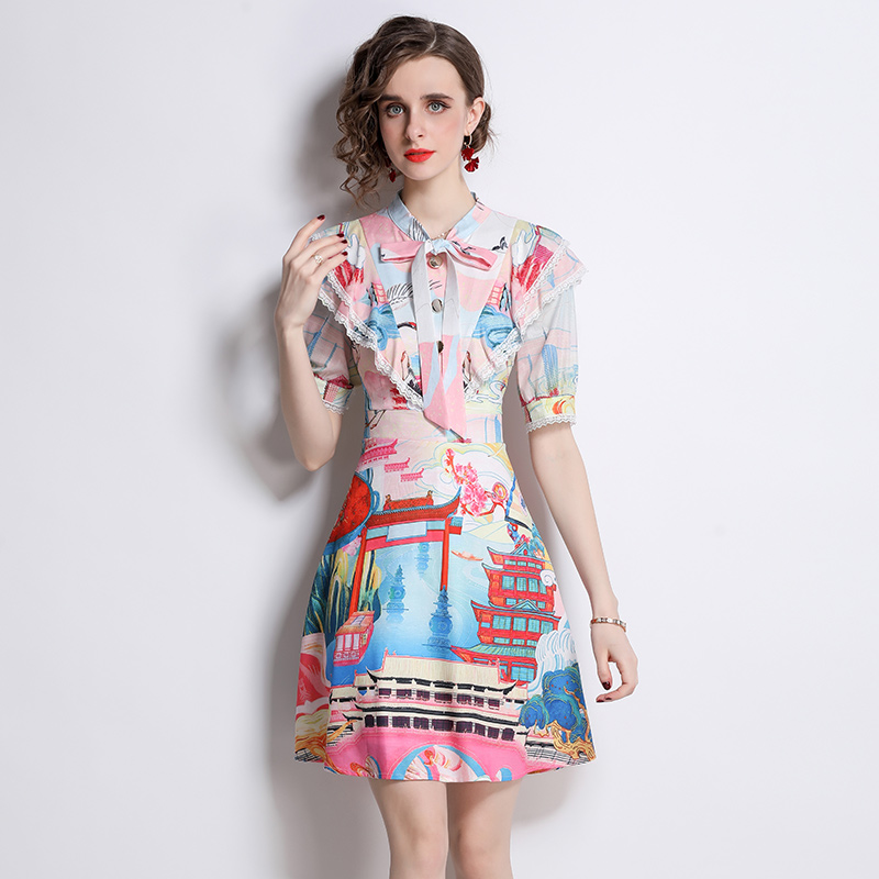 Summer Ruffle Print Party Dress Short Sleeve Woman Designer Sweet Cute Bow Lace Up Neck Sexy Slim A-Line Holiday Dresses 2022 Women Runway High Street Style Fairy Frock
Summer Ruffle Print Party Dress Short Sleeve Woman Designer Sweet Cute Bow Lace Up Neck Sexy Slim A-Line Holiday Dresses 2022 Women Runway High Street Style Fairy Frock