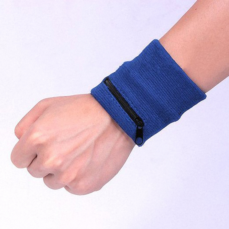 10Pcs Sport Wristband Sweatband Football Yoga Gym Basketball Running Sweat-absorbent Zippered Pocket Sports Wrist Wallet Pouch