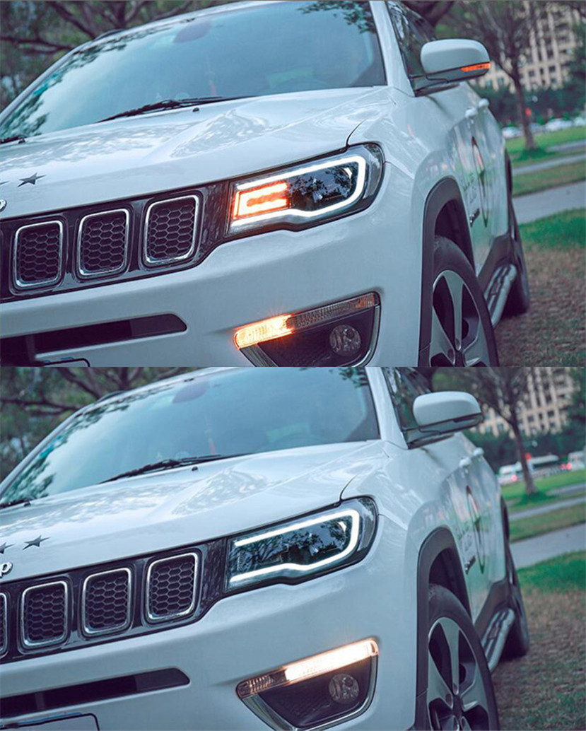 Car LED Headlights For Jeep Compass LED Headlight 20 17-2021 High Beam Turn Signal Daytime Running Lights