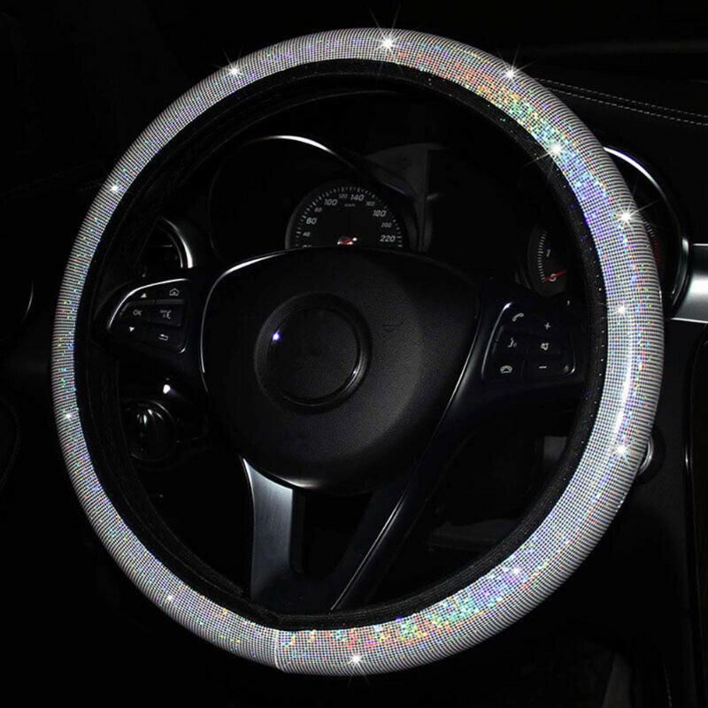 Steering Wheel Covers Car Auto Cover Luxury Leather Glitter Bling Breathable Anti-slip Protector White Universal 37-38cmSteering
Steering Wheel Covers Car Auto Cover Luxury Leather Glitter Bling Breathable Anti-slip Protector White Universal 37-38cmSteering