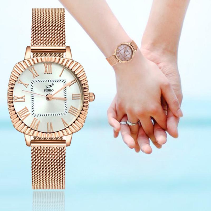 Wristwatches Rose Gold Rome Women Fashion Luxury Watches Retro Square Ladies Drop Steel Mesh Strap Female Watch, Red
Wristwatches Rose Gold Rome Women Fashion Luxury Watches Retro Square Ladies Drop Steel Mesh Strap Female Watch, Red