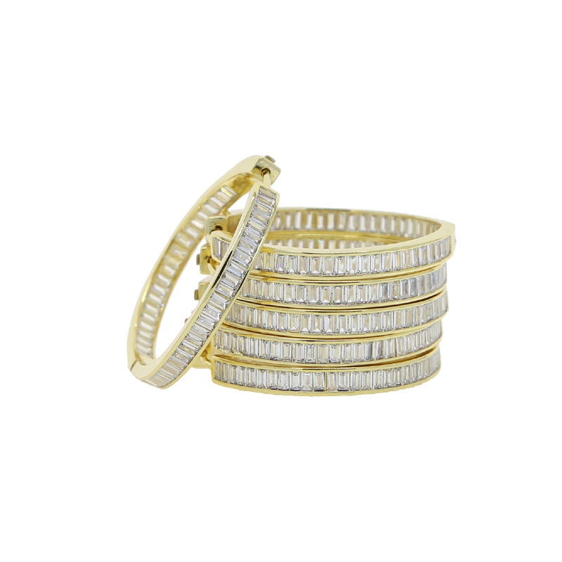 New Styles 37mm Round Cubic Zircon Hoop Earring With Gold Silver Plated engagement Wedding Earrings For Women Lady Luxury Jewelry Wholesale