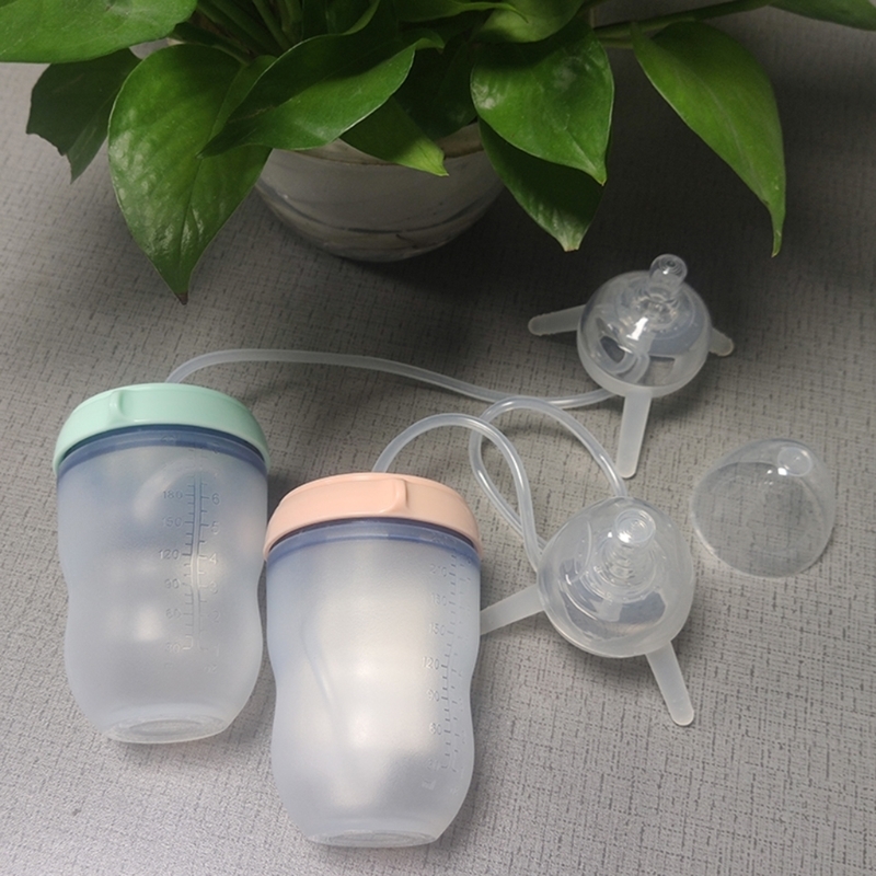Baby feeding Bottle Long straw Hands-free bottle Multifunctional Kids Milk Cup Silicone Sippy NO A 220414