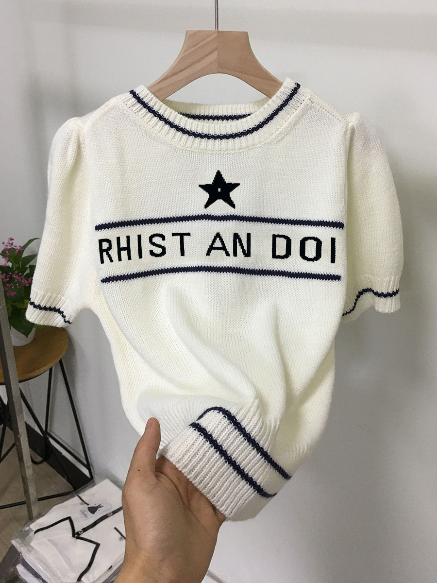 Summer Letters Knitted Pullovers Sweaters Women Vintage Elegant Fashion Knitwear Short Sleeve O-neck Stylish Chic Jumpers Tops, Beige
Summer Letters Knitted Pullovers Sweaters Women Vintage Elegant Fashion Knitwear Short Sleeve O-neck Stylish Chic Jumpers Tops, Beige