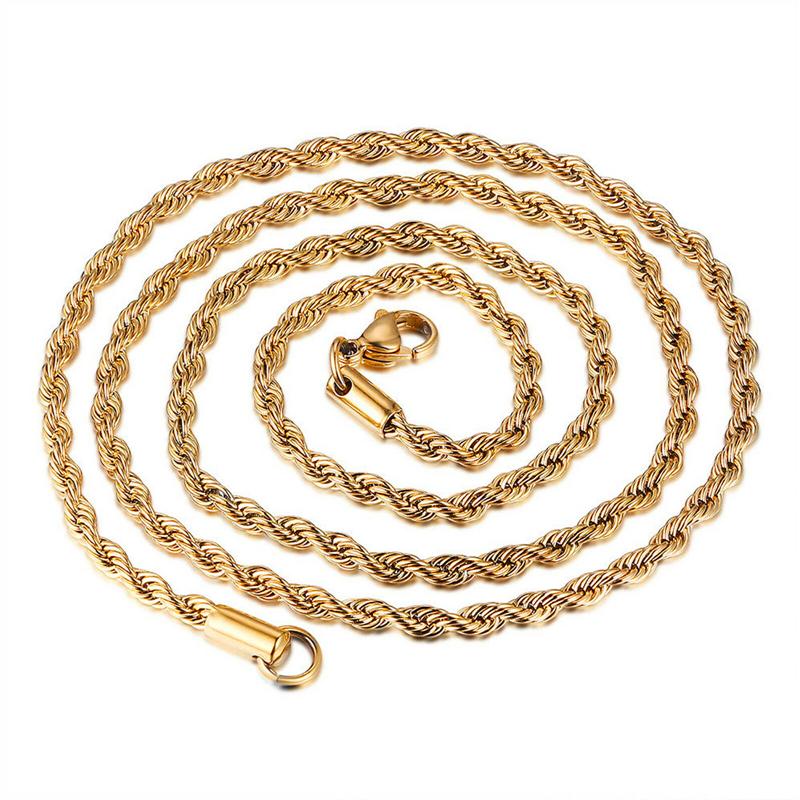 Chains 5pcs Stainless Steel Gold Plated Twist Rope Chain Necklace 3mm Width Charm Necklaces For DIYJewelry Making Findings 60cmChains
Chains 5pcs Stainless Steel Gold Plated Twist Rope Chain Necklace 3mm Width Charm Necklaces For DIYJewelry Making Findings 60cmChains