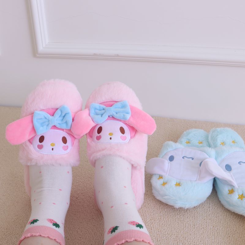 japanese anime slipper cartoon warm plush home shoes kuromied flat nonslip indoor slippers gifts for girl autumn spring pink