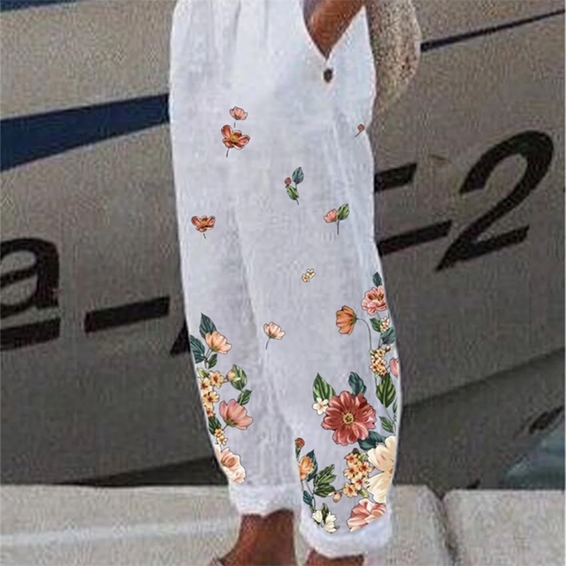 Cotton Linen Elegant Vintage Floral Print Women Pants Elastic Waist Pockets Casual Streetwear Work Wear Loose Trousers 220812, 26
Cotton Linen Elegant Vintage Floral Print Women Pants Elastic Waist Pockets Casual Streetwear Work Wear Loose Trousers 220812, 26