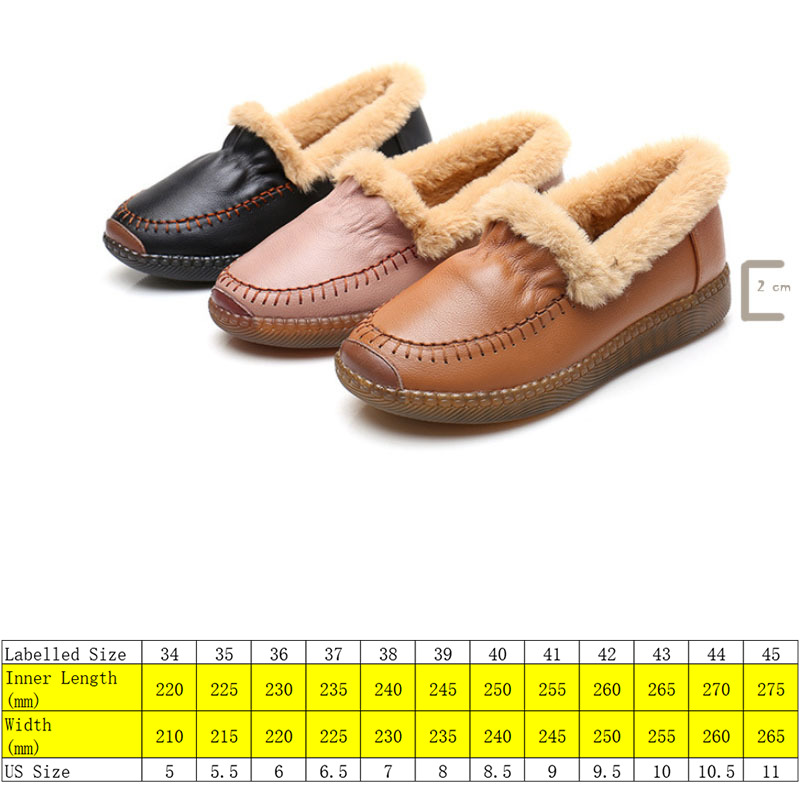 Genuine Leather Cow Women Winter Shoes Warm Fur Plush Inside Slip on Loafers Moccasins Soft Comfy Sole Large Size -42, Black
Genuine Leather Cow Women Winter Shoes Warm Fur Plush Inside Slip on Loafers Moccasins Soft Comfy Sole Large Size -42, Black