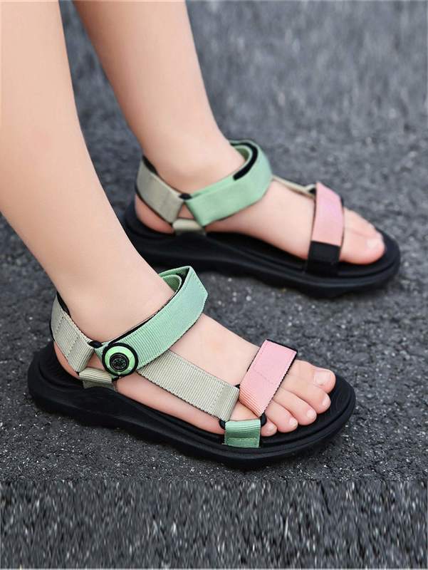 Boys Colorblock Hook-and-loop Fastener Strap Sports Sandals SHE