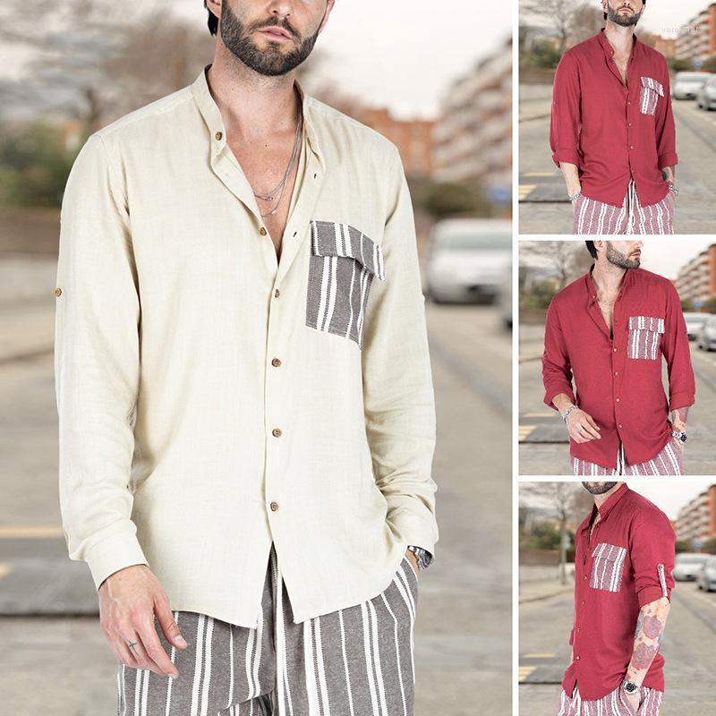 Men' Dress Shirts Men' Summer Color Contrast Stitching Lapel Casual Shirt Long Sleeve Comfortable TopMen' Vere22, Beige
Men' Dress Shirts Men' Summer Color Contrast Stitching Lapel Casual Shirt Long Sleeve Comfortable TopMen' Vere22, Beige