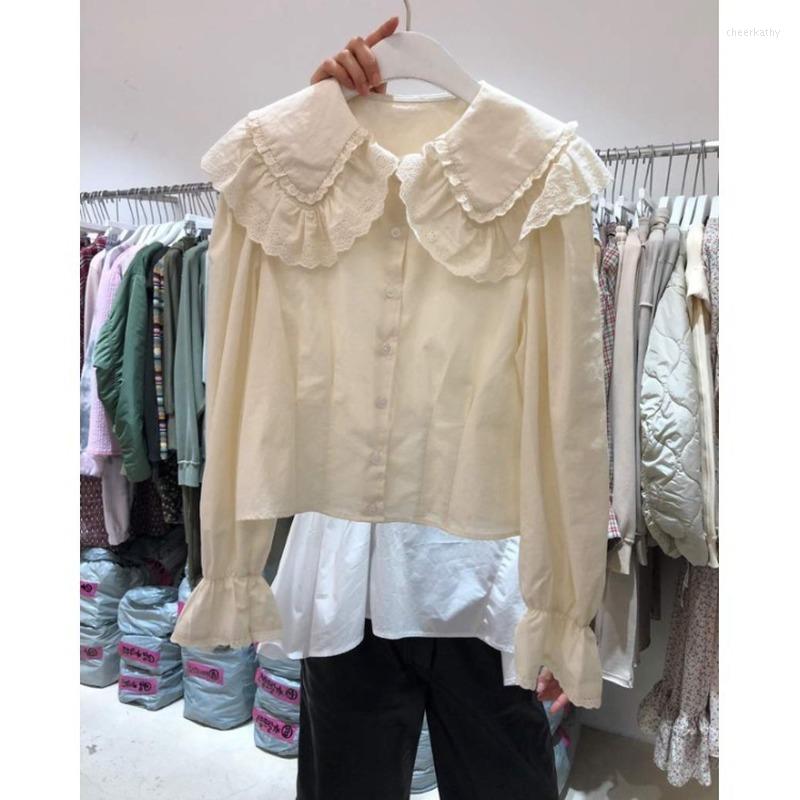 Women' Blouses & Shirts Korea 2022 Spring Fashion Casual Doll Collar Trumpet Sleeve Short Shirt Top Women ShirtsWomen' Chee22, Creamy-white
Women' Blouses & Shirts Korea 2022 Spring Fashion Casual Doll Collar Trumpet Sleeve Short Shirt Top Women ShirtsWomen' Chee22, Creamy-white