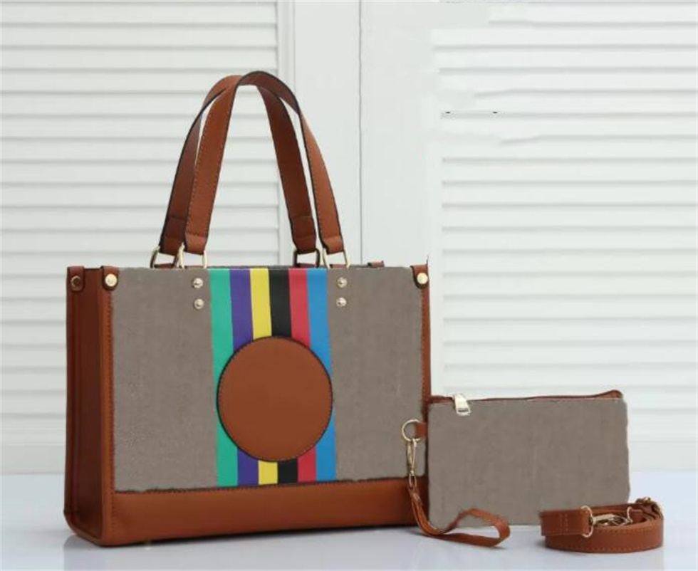 Women's 2 piece set tote Composite Bag Handbags Canvas leather designer Totes Shoulder messenger Bags Colorful Vertical stripes Messenger Bag's with wallet Handbag, Beige
Women's 2 piece set tote Composite Bag Handbags Canvas leather designer Totes Shoulder messenger Bags Colorful Vertical stripes Messenger Bag's with wallet Handbag, Beige