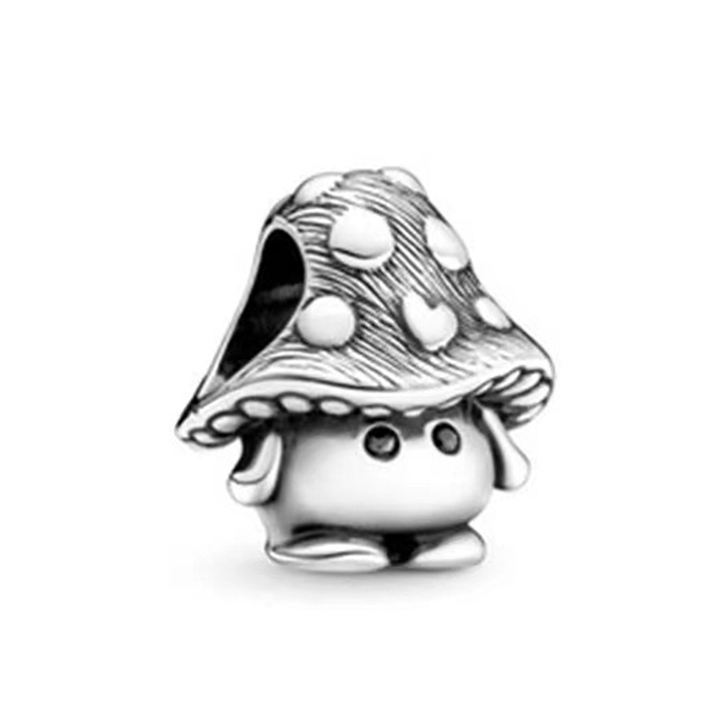 New Popular 925 Sterling Silver European Blue Scale Fish Charm Monkey Crown Leaf Mushroom Beads For S925 Snake Silver Bracelet Women DIY Jewelry