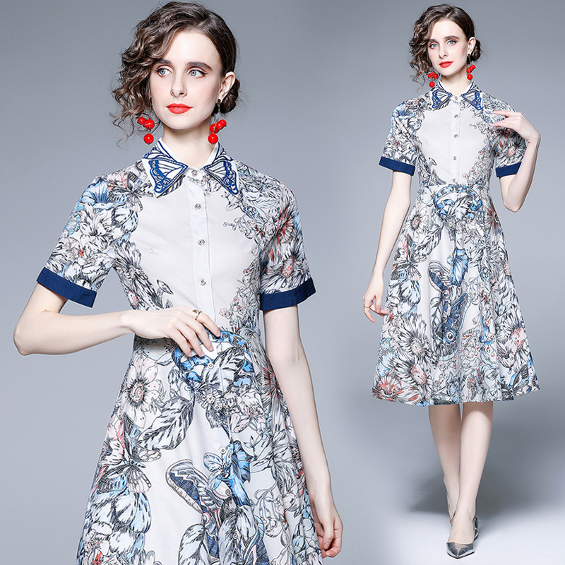 Dropshipping New Summer Fall Butterfly Print Lapel Neck Short Sleeve Single-breasted Women Party Casual Sweet Elegant Temperament Slim A-Line Midi Dress, Qq9160
Dropshipping New Summer Fall Butterfly Print Lapel Neck Short Sleeve Single-breasted Women Party Casual Sweet Elegant Temperament Slim A-Line Midi Dress, Qq9160