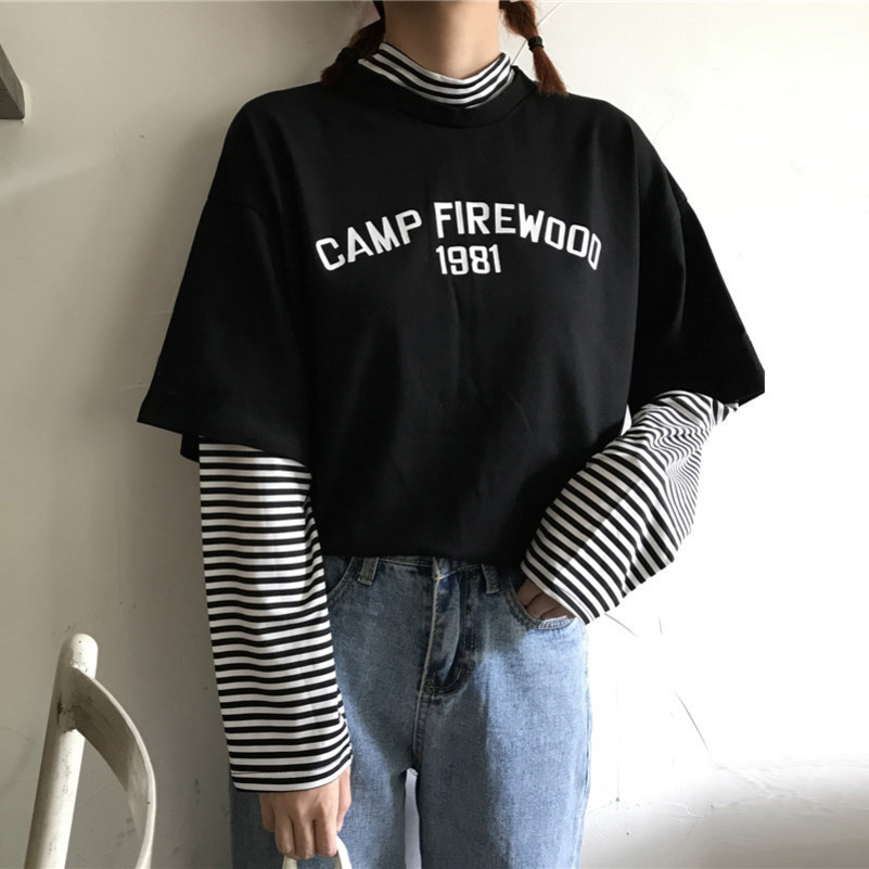 Patchwork tshirt Aesthetic Streetwear Korean Clothe Striped Printed Letter Roupas Feminina Long Sleeve Fall Shirts Y200412, Red
Patchwork tshirt Aesthetic Streetwear Korean Clothe Striped Printed Letter Roupas Feminina Long Sleeve Fall Shirts Y200412, Red