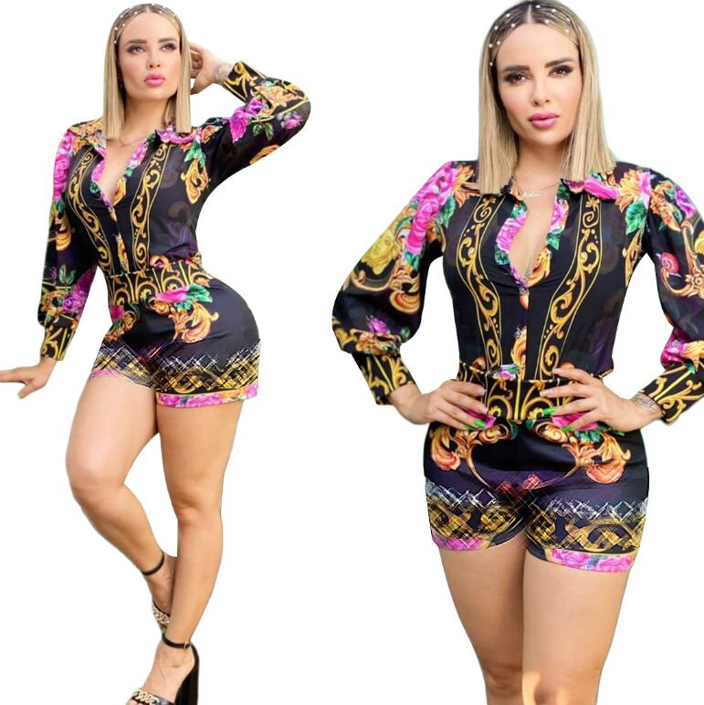 J2693 European and American women' Tracksuits colorful casual printed shirts long sleeves two piece shorts suit, Lavender 1
J2693 European and American women' Tracksuits colorful casual printed shirts long sleeves two piece shorts suit, Lavender 1