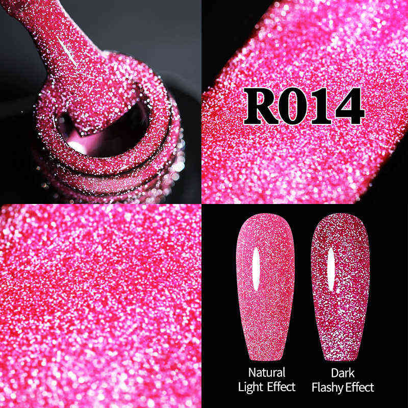 NXY Nail Gel Reflective Glitter Laser Polish Neon Rose Red Sparkling Sequins Semi Permanent Soak Off Uv Led Varnishes 0328
